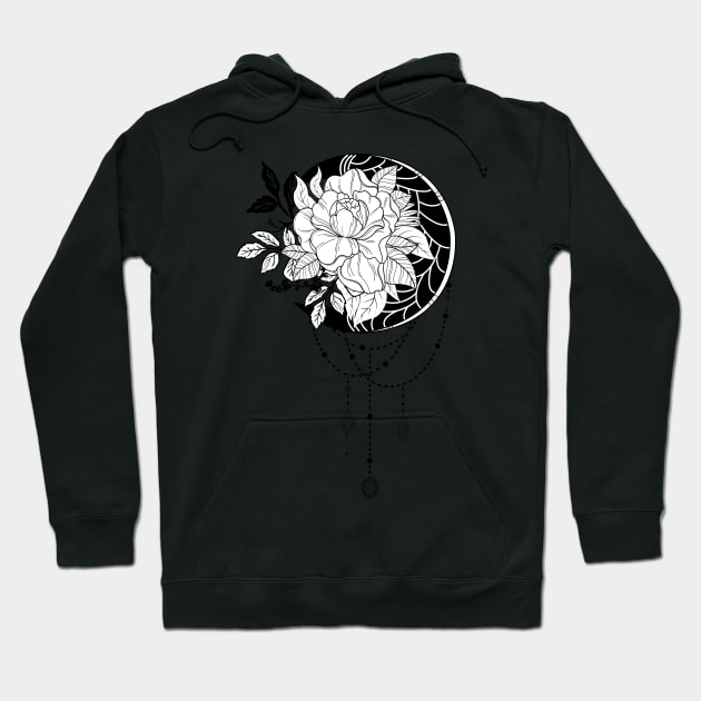 Wonderful moon with flower, lineart Hoodie by Nicky2342